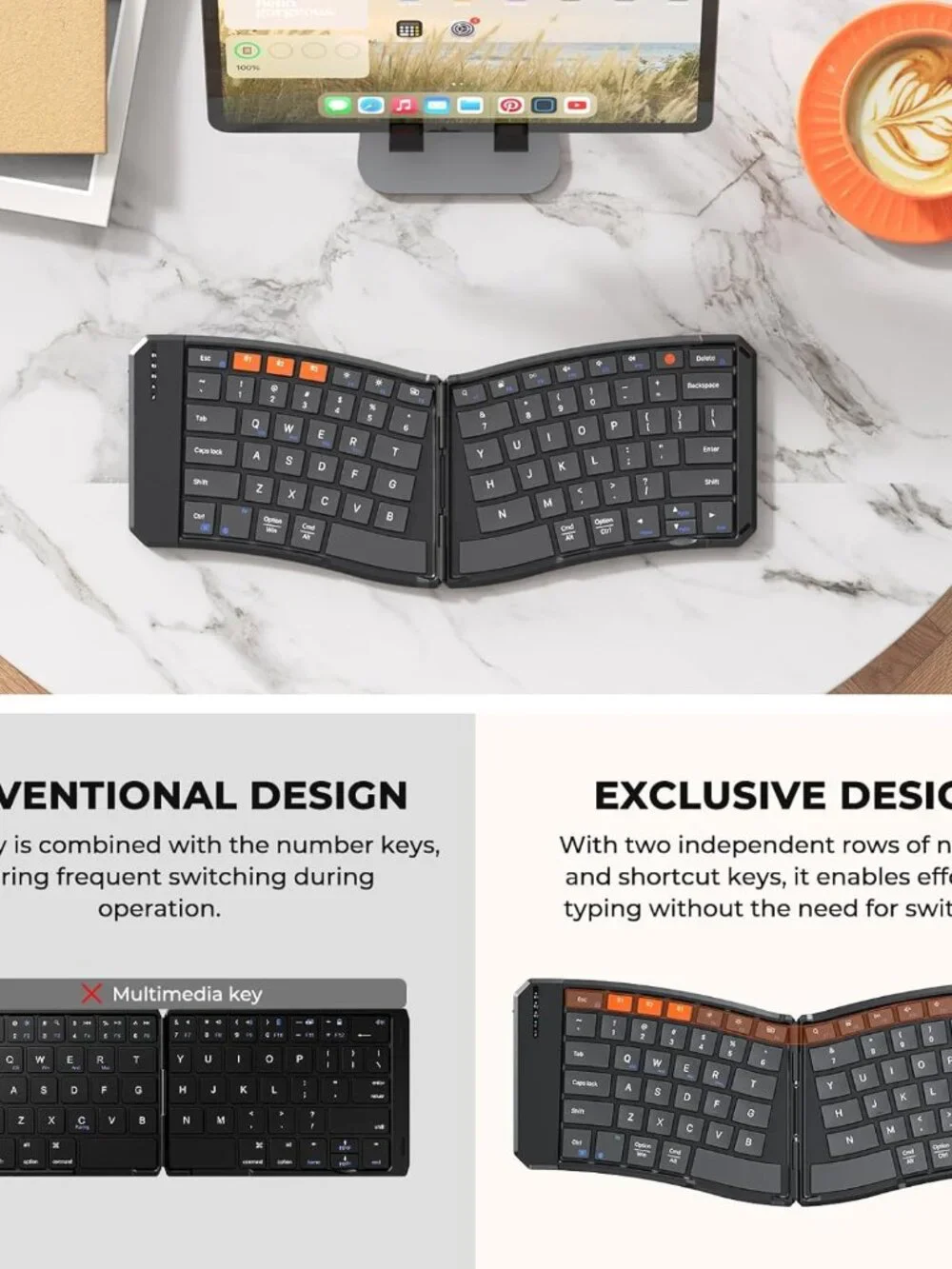 Ultra-Thin Folding Wireless Keyboards for iOS Android Windows Mac Tablet PC